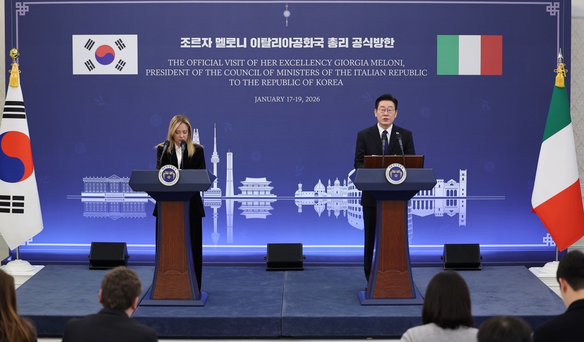 이재명 대통령이 조르자 멜로니 이탈리아 총리로부터 영화 공동제작 프로젝트 제안을 받았다며 영화산업 지원 의지를 밝혔다. / 연합뉴스