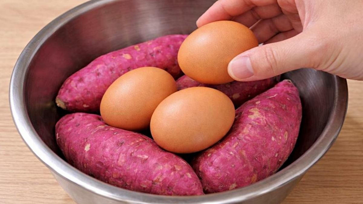 '고구마에 계란을 올려보세요?!'  기사 내용 토대로 AI툴 활용해 제작한 자료사진.