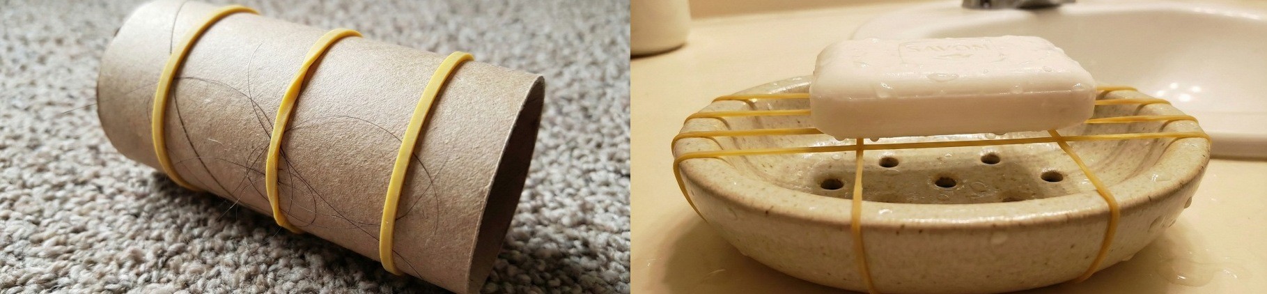 고무줄은 휴지심, 비누 받침대 등에 사용할 수 있다. AI로 생성한 자료사진.