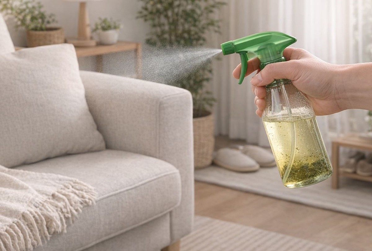 소주에 녹차 티백을 우려낸 물을 분무기로 뿌리는 모습. 기사 이해를 돕기 위해 AI를 활용해 제작한 자료 사진입니다. 실제 모습과 다소 차이가 있을 수 있습니다.