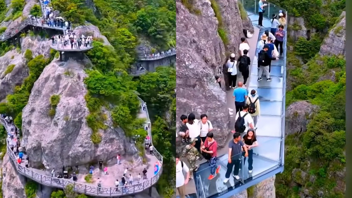 온라인상에 퍼진 가짜 ‘설악산 유리 다리’ 영상 / 유튜브 '세상은궁금해9' 캡처
