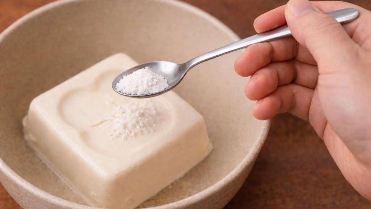 연두부에 쌀가루를 뿌리는 모습 / 기사 내용 이해를 돕기 위해 제작한 AI 이미지