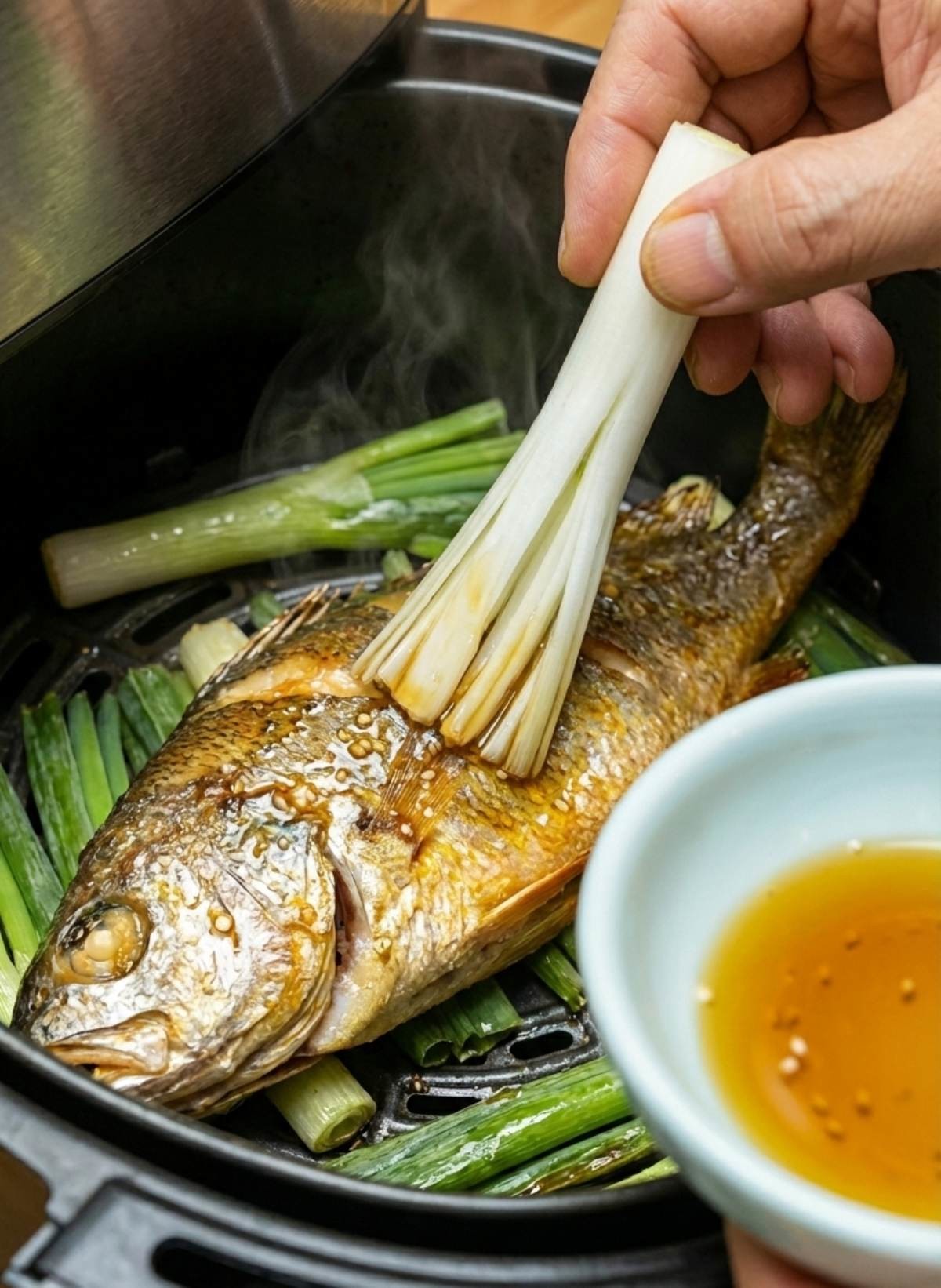 대파솔로 조기에 참기를 칠 하기. 기사 내용 토대로 AI툴 활용해 제작한 자료사진.