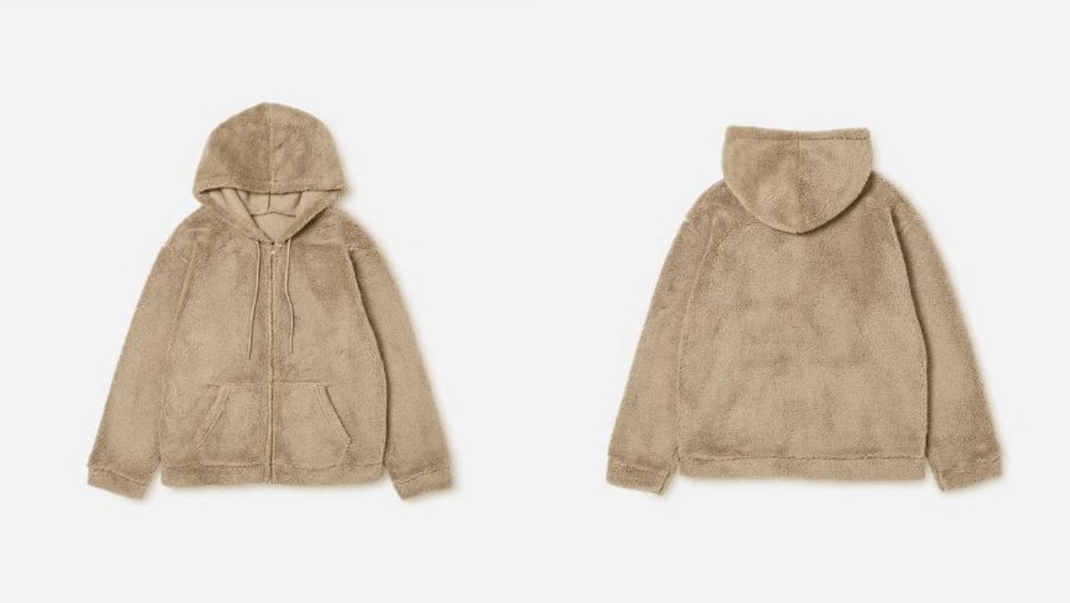일시품절된 후드집업 중 하나인 플러피 긴팔 플리스 후드집업 밀크브라운 S 사이즈. / 다이소몰 제공