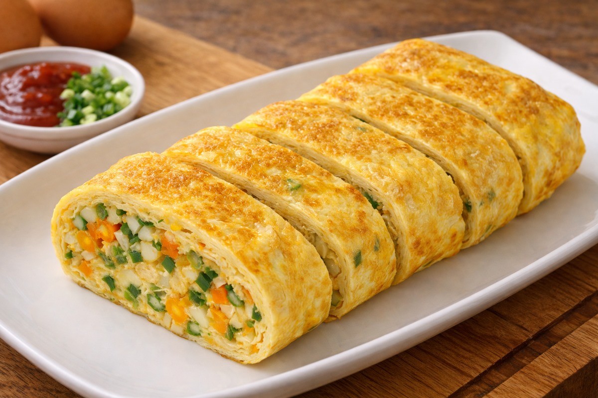 다시마 육수를 넣어 더 맛있는 계란말이 모습. 기사 이해를 돕기 위해 AI를 활용해 제작한 자료 사진입니다.