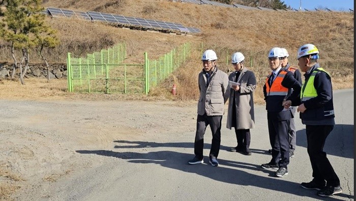 한국남부발전 서성재 기술안전부사장이 지난 16일 하동복합건설본부를 방문해 건설 현장 안전관리 실태를 점검했다. / 사진제공=남부발전