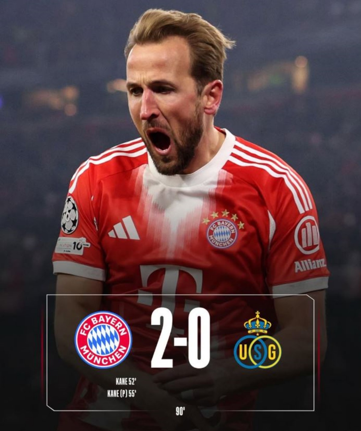 루아얄 위니옹 생질루아즈와 2025-2026 UEFA 챔피언스리그 리그 페이즈 7차전 홈 경기를 치른 뮌헨은 2-0 완승을 거두며 16강 직행권을 확정했다. / 바이에른 뮌헨 인스타그램