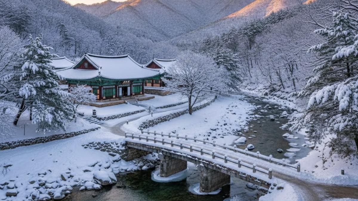 AI로 생성된 백담사 가상 이미지로, 실제 전경과 다를 수 있습니다.