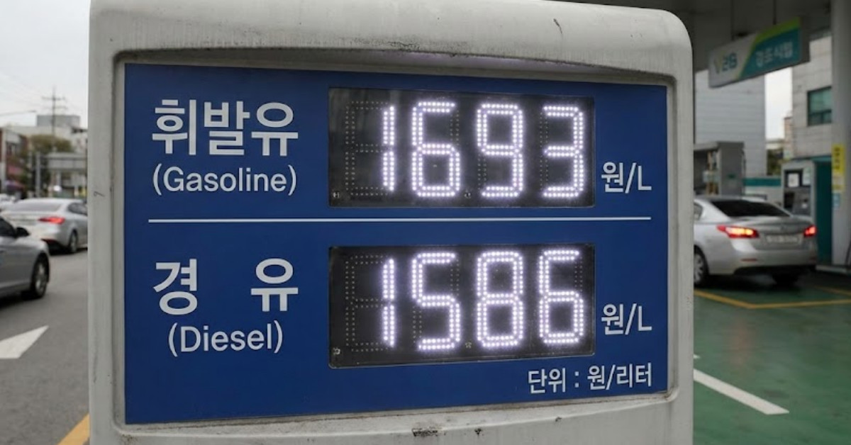 26년 1월 23일 국내 주유소 평균 판매 가격. 기사 이해를 돕기 위해 AI로 제작한 이미지.