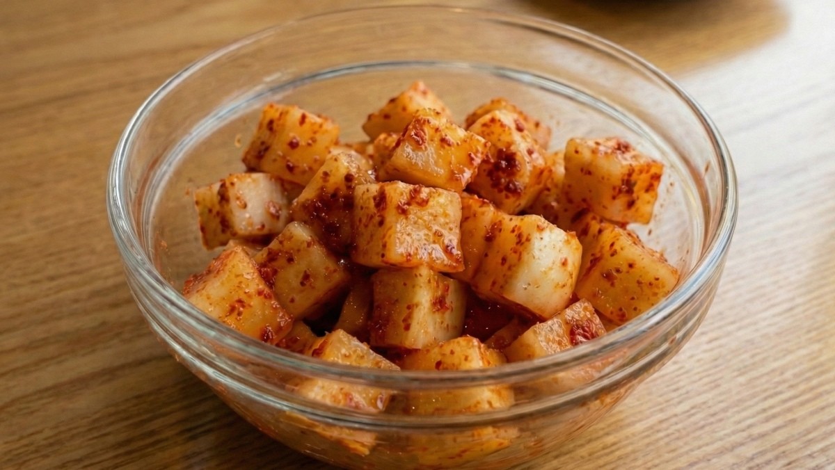 AI툴을 활용해 제작한 자료 이미지. 완성된 치킨무 깍두기.