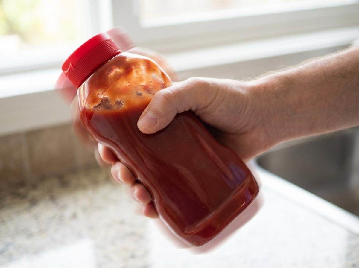 케첩 흔드는 모습. 기사 내용 토대로 AI툴 활용해 제작한 자료사진.