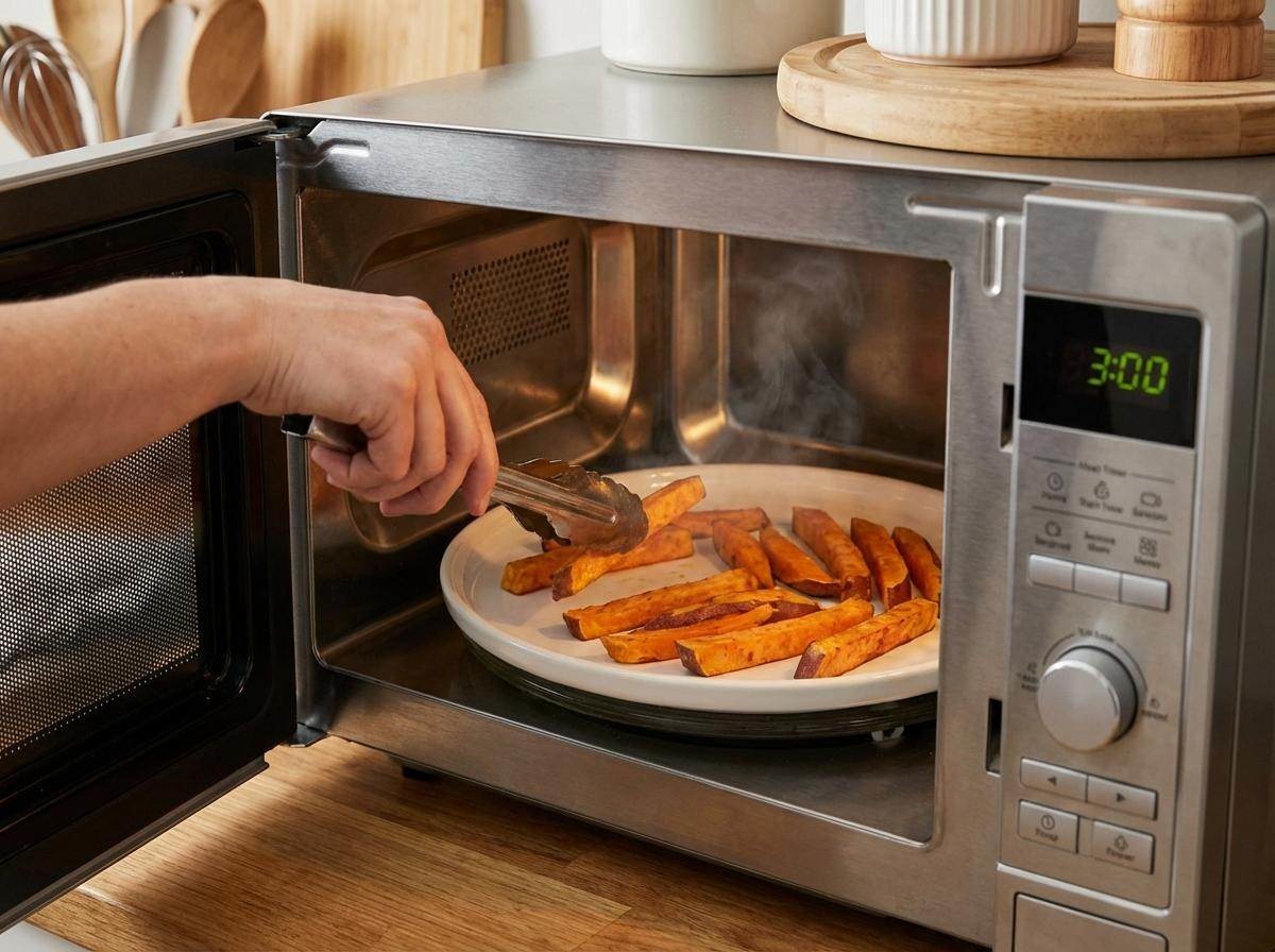 전자레인지 조리로 완성도는 초간단 고구마스틱. 기사 내용 토대로 AI툴 활용해 제작한 자료사진.