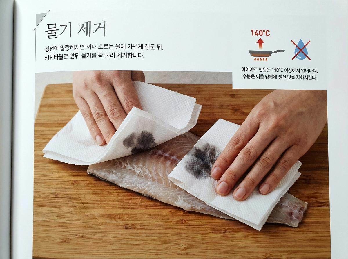 생선 물기 제거 하기. 기사 내용 토대로 AI툴 활용해 제작한 자료사진.