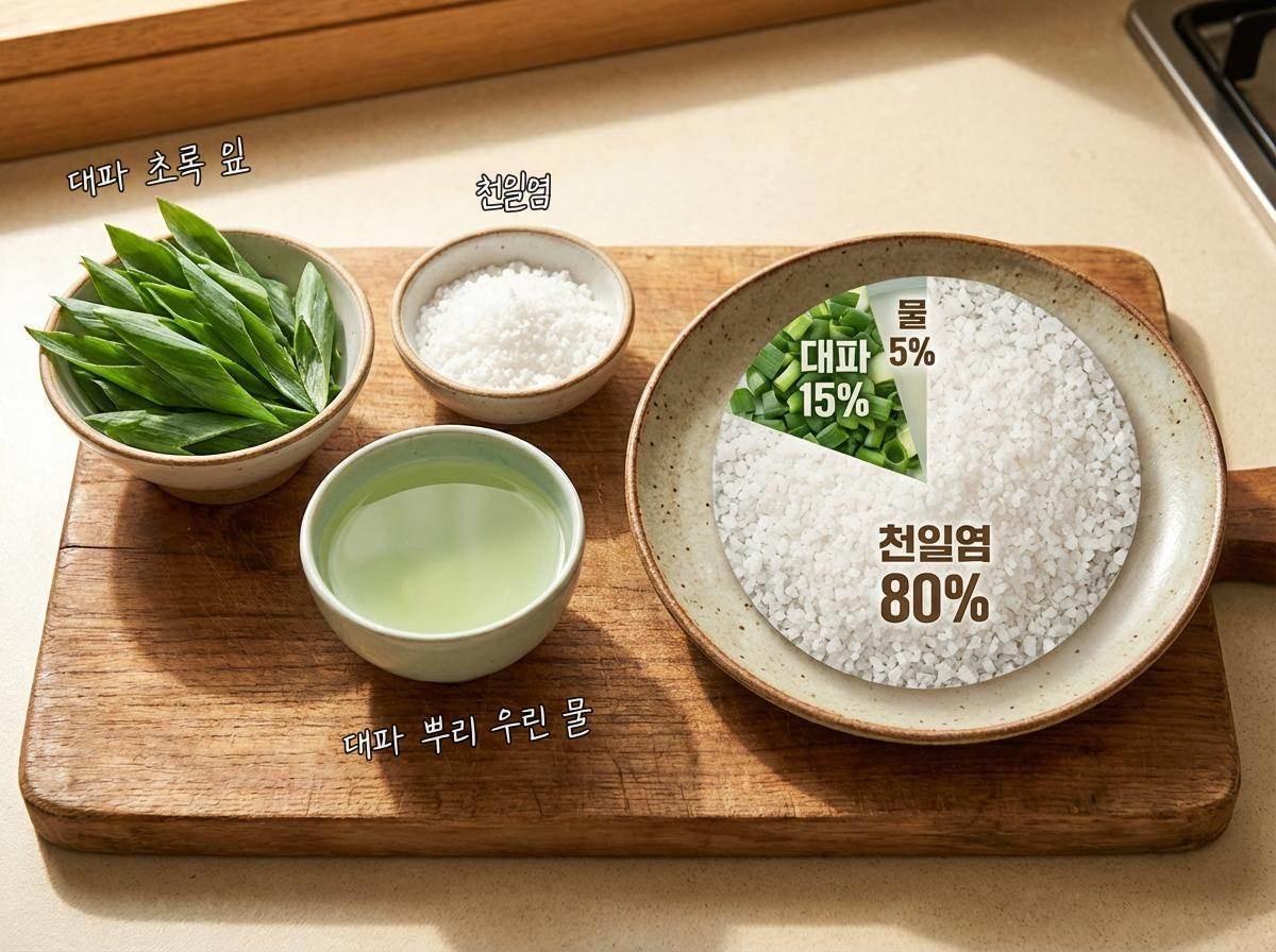 대파 소금 준비 재료들. 기사 내용 토대로 AI툴 활용해 제작한 자료사진.