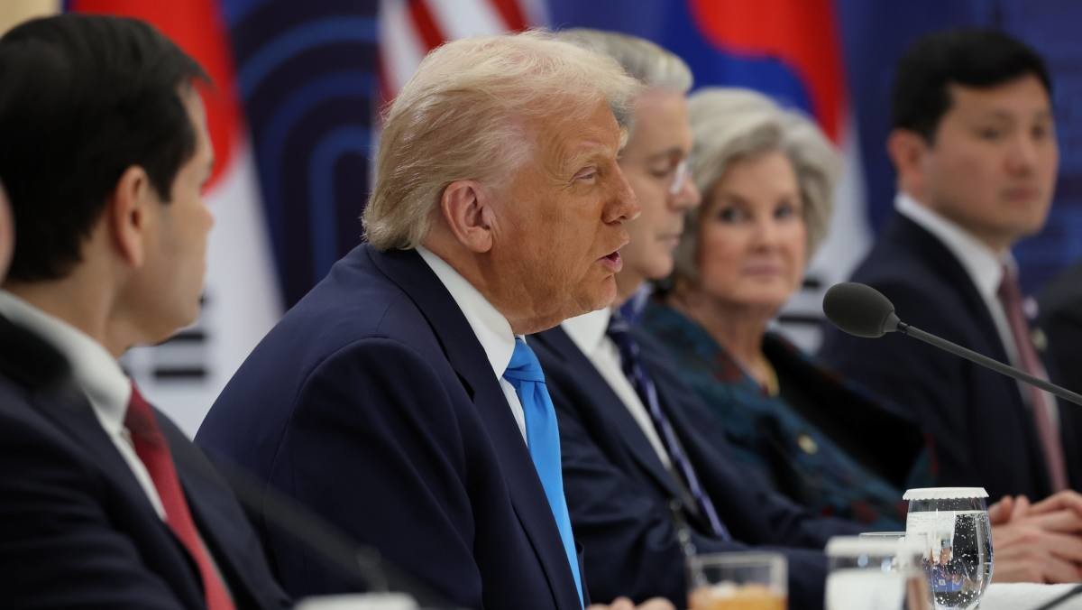 도널드 트럼프 미국 대통령이 지난해 10월 29일 경북 경주박물관에서 열린 이재명 대통령과의 한미 정상회담에서 발언하고 있다. / 연합뉴스