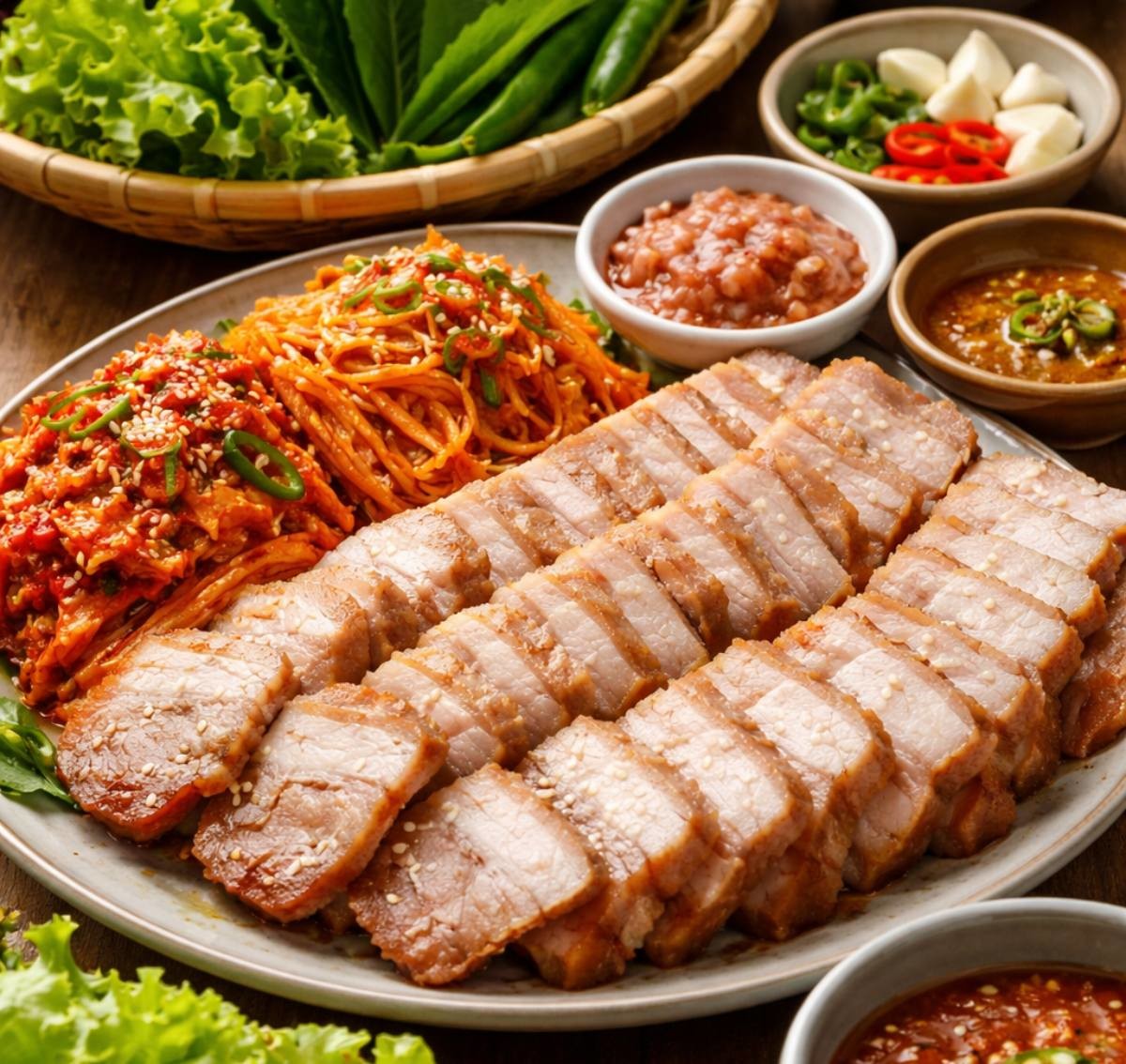 보쌈 사진 (AI로 제작됨)