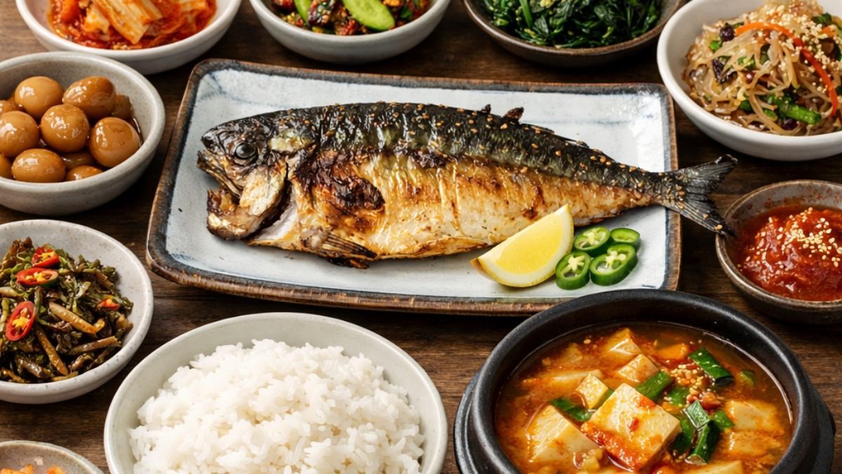 고등어와 한식 한 상 (AI로 제작됨)