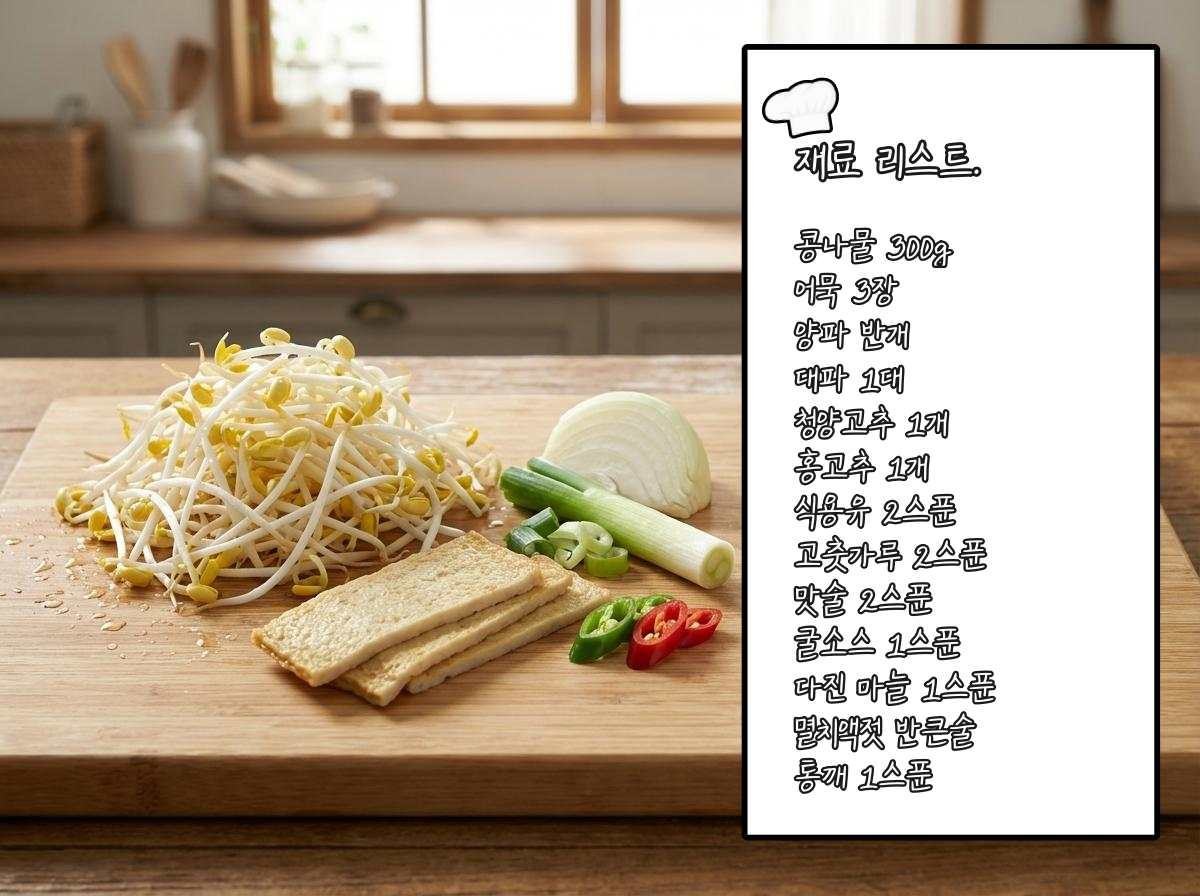 스페셜 고추기름이 킥인 '콩나물 볶음' 준비 재료들. 기사 내용 토대로 AI툴 활용해 제작한 자료사진.