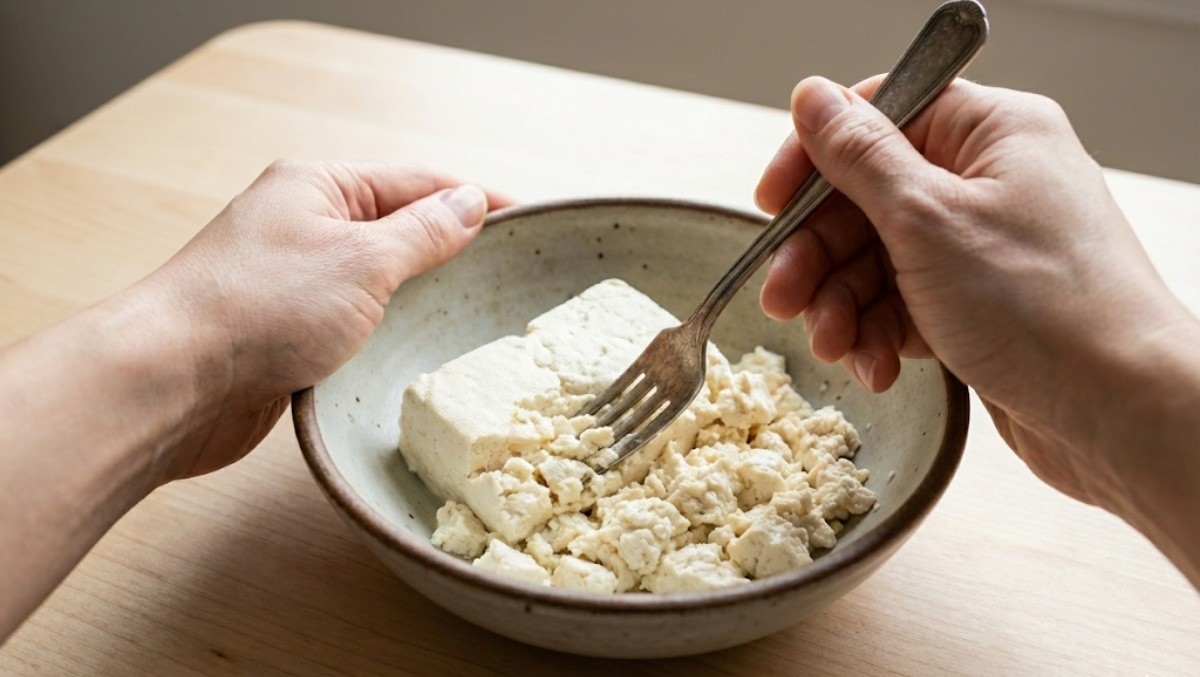 두부를 으깨는 모습 / 기사 내용을 바탕으로 제작한 AI 이미지