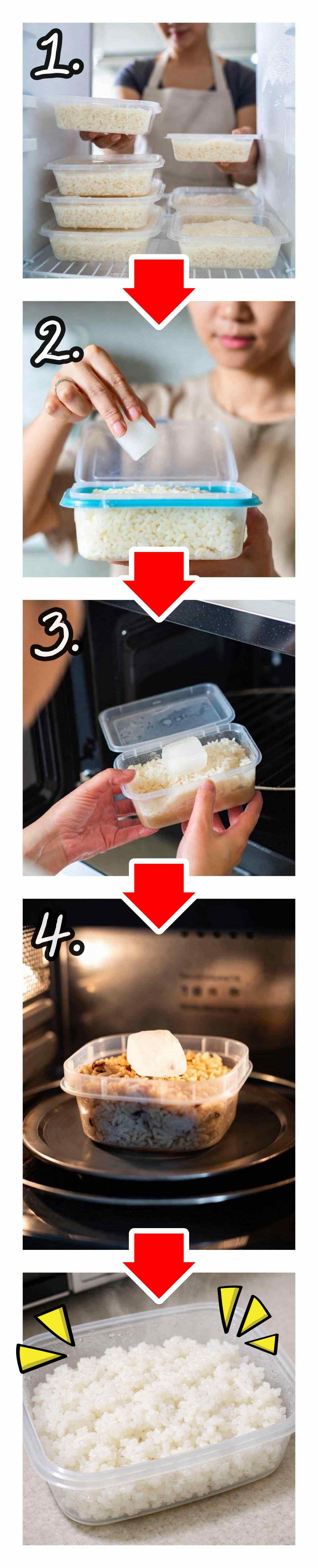 '냉동밥 해동 꿀팁' 과정. 기사 내용 토대로 AI툴 활용해 제작한 자료사진.