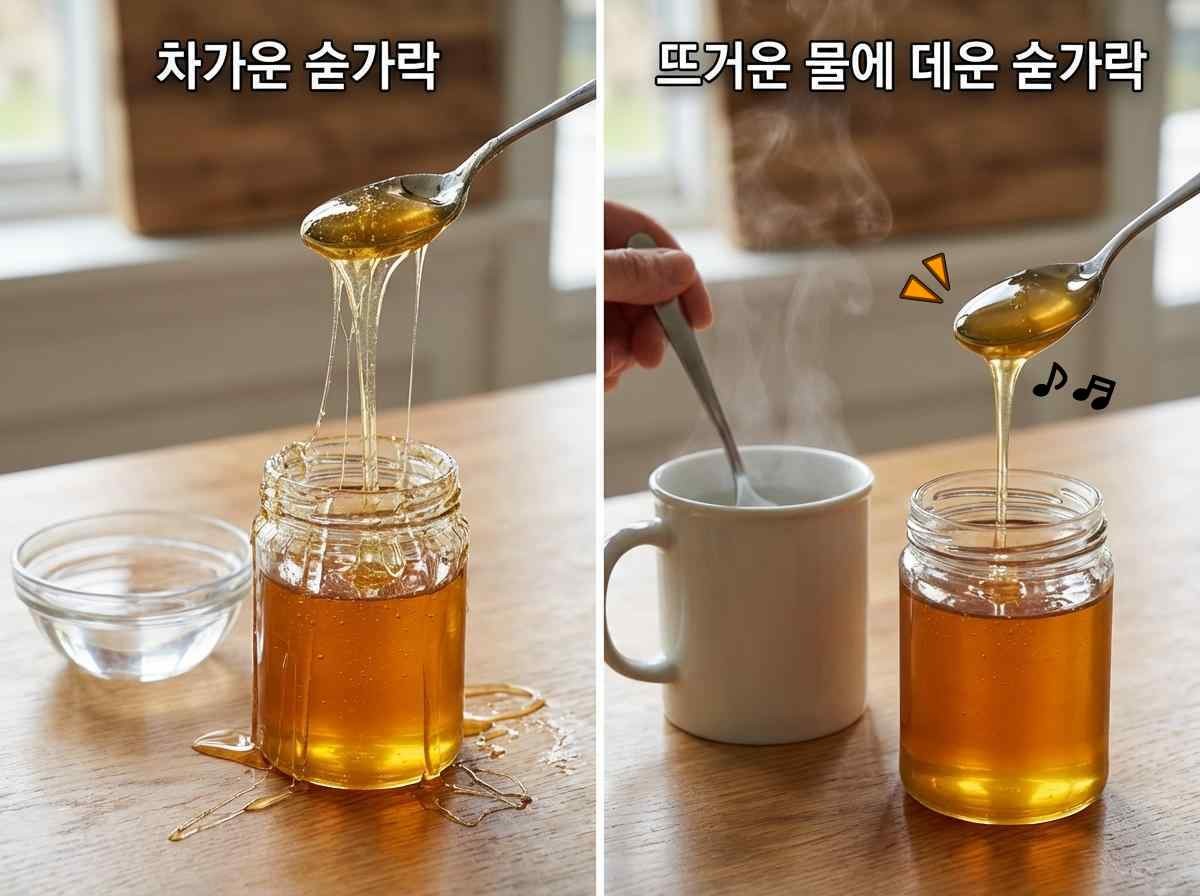 '꿀 풀 때 숟가락 꿀팁?!' 기사 내용 토대로 AI툴 활용해 제작한 자료사진.