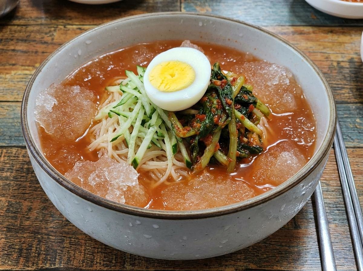 맛깔나게 완성된 열무김치냉면. 기사 내용 토대로 AI툴 활용해 제작한 자료사진.