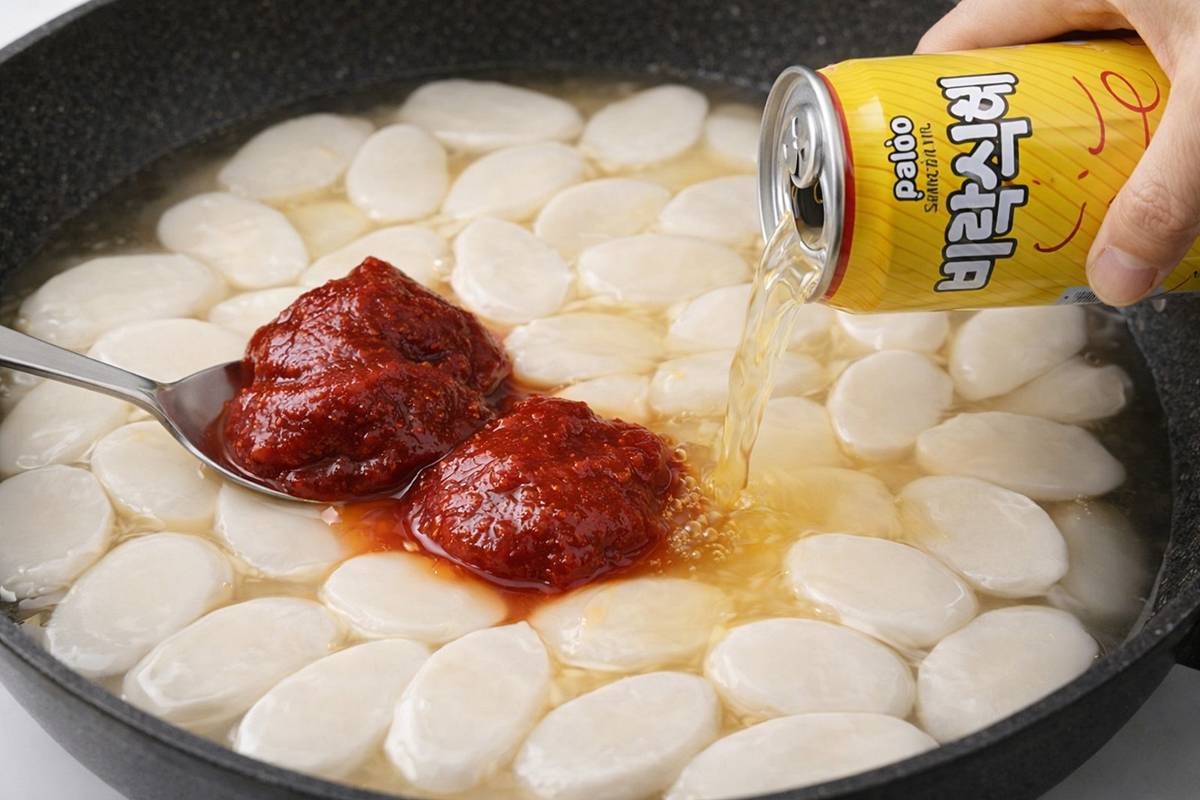 식혜 떡볶이 만드는 과정. 기사에 대한 이해를 돕기 위해 AI 툴로 제작한 자료 사진