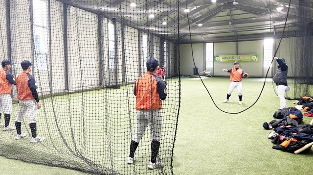 보성군에서 1개의 야구팀이 전지 훈련을 하고 있다