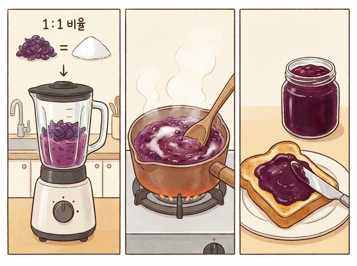 기사를 바탕으로 AI가 생성한 자료 만화. 포도 껍질은 잼으로 이용할 수 있다.