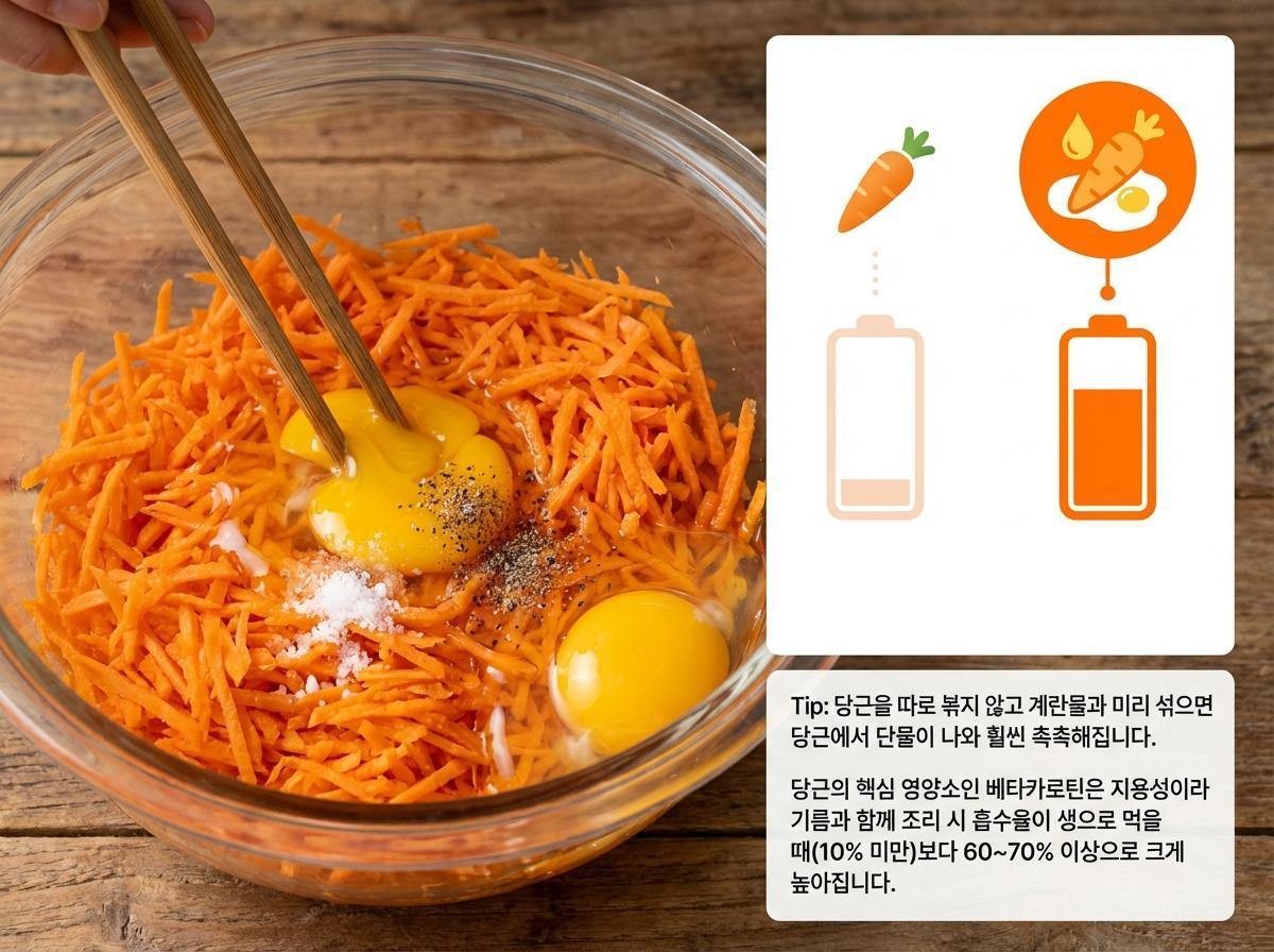 '당근채에 계란을 휙휙' 기사 내용 토대로 AI툴 활용해 제작한 자료사진.