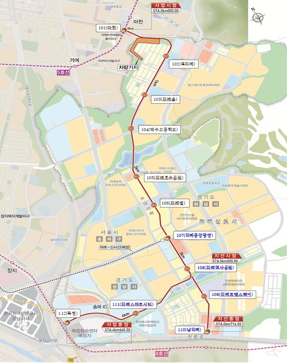 위례선(트램) 노선도. / 성남시