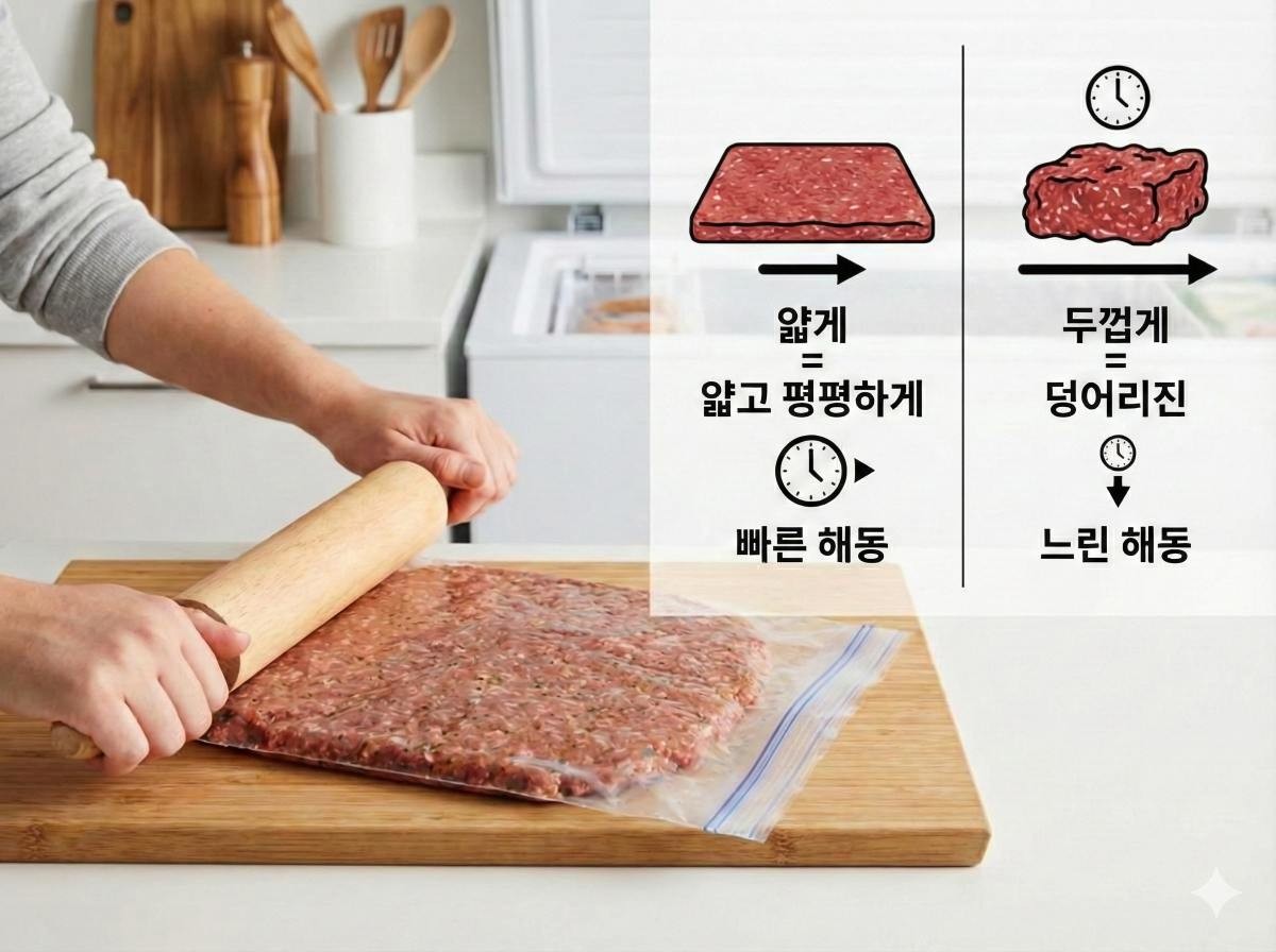 '고기 해동시키기 전 꿀팁' 기사 내용 토대로 AI툴 활용해 제작한 자료사진.