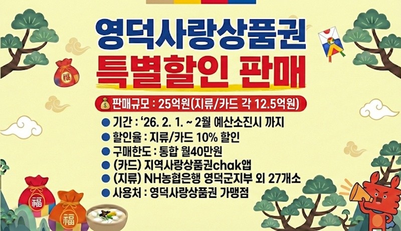 영덕사랑상품권 특별할인판매 홍보물. / 영덕군