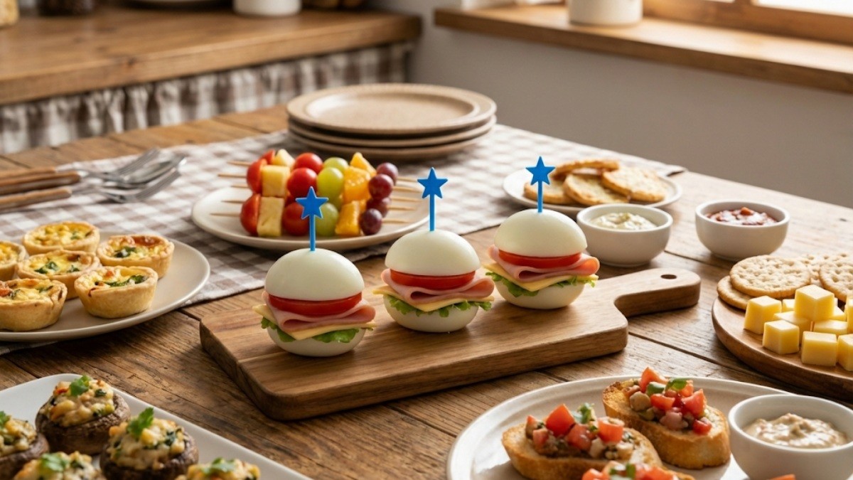 에그버거와 맛있는 핑거푸드 / 기사 내용을 바탕으로 제작한 AI 이미지