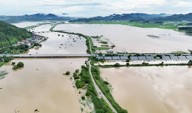 문평면 산호지구가 농림축산식품부의 배수개선사업 신규 착수지구로 선정됐다. 사진은 산호지구 침수 당시 모습