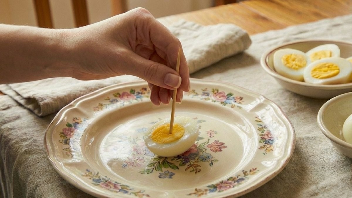 계란에 이쑤시개를 꽂는 모습 / 기사 내용을 바탕으로 제작한 AI 이미지