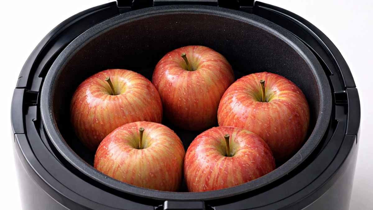 '밥솥에 사과를?!' 기사 내용 토대로 AI툴 활용해 제작한 자료사진.