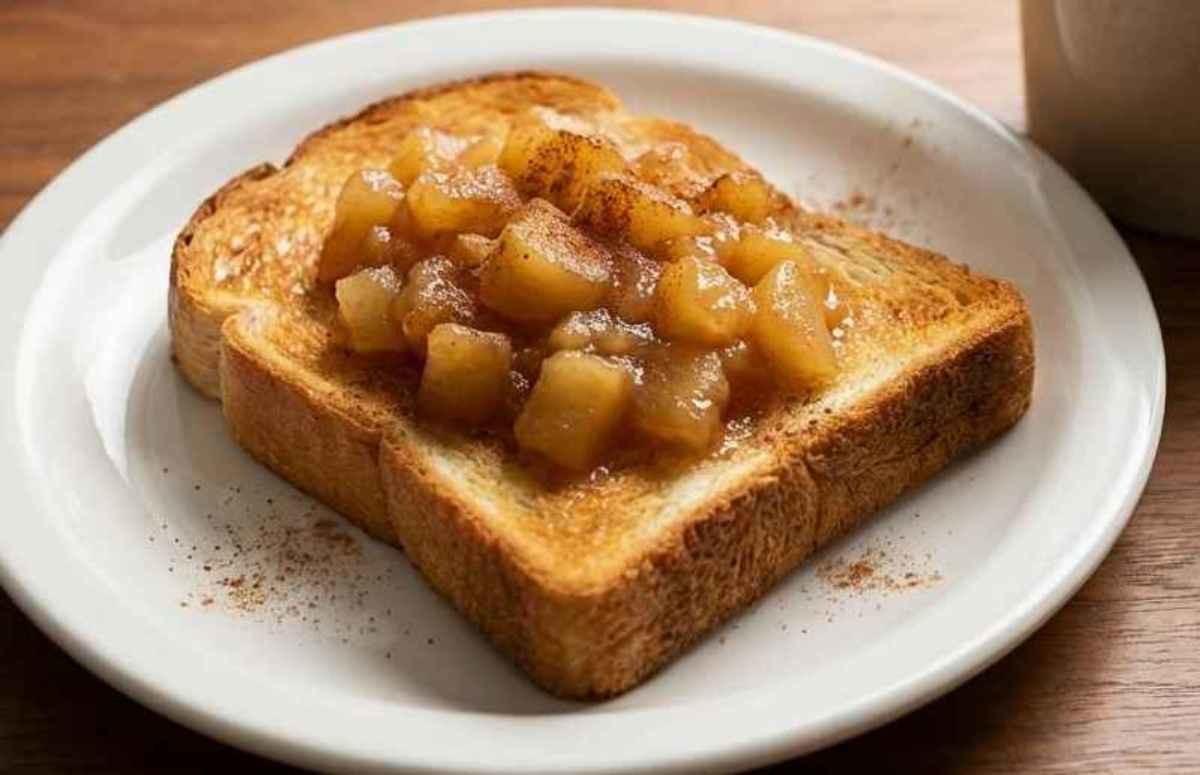 토스트에 사과토핑 올려 먹기. 기사 내용 토대로 AI툴 활용해 제작한 자료사진.