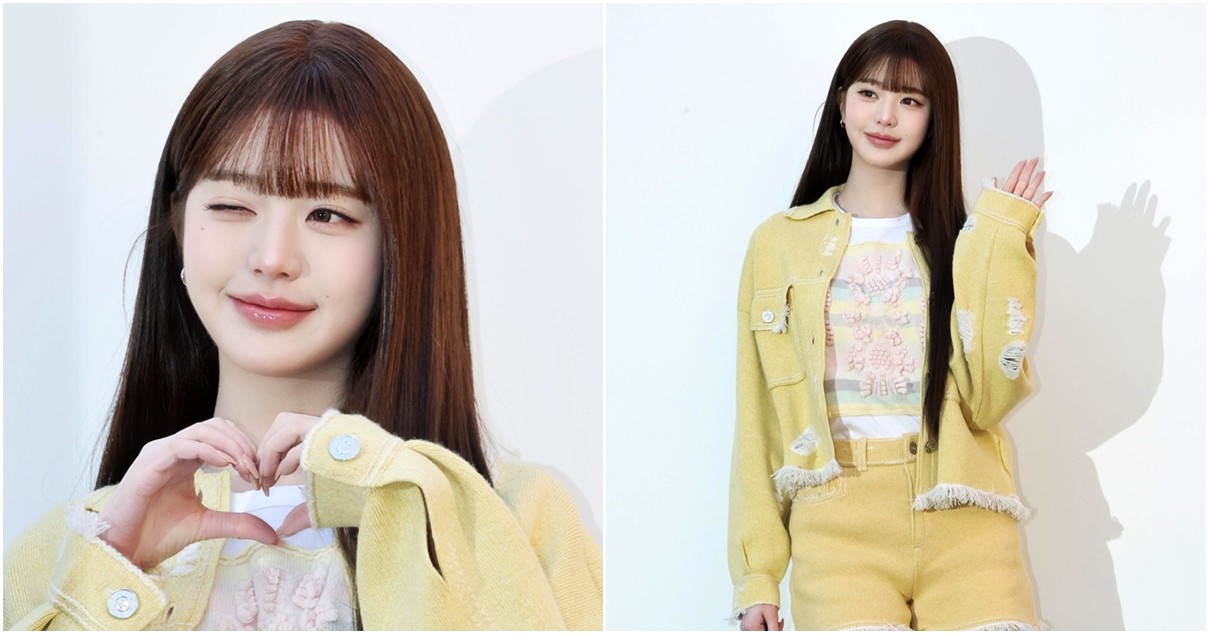 29일 오전 서울 성수동의 한 팝업스토어에서 열린 패션 브랜드 론칭 행사에 참석한 장원영 / 뉴스1