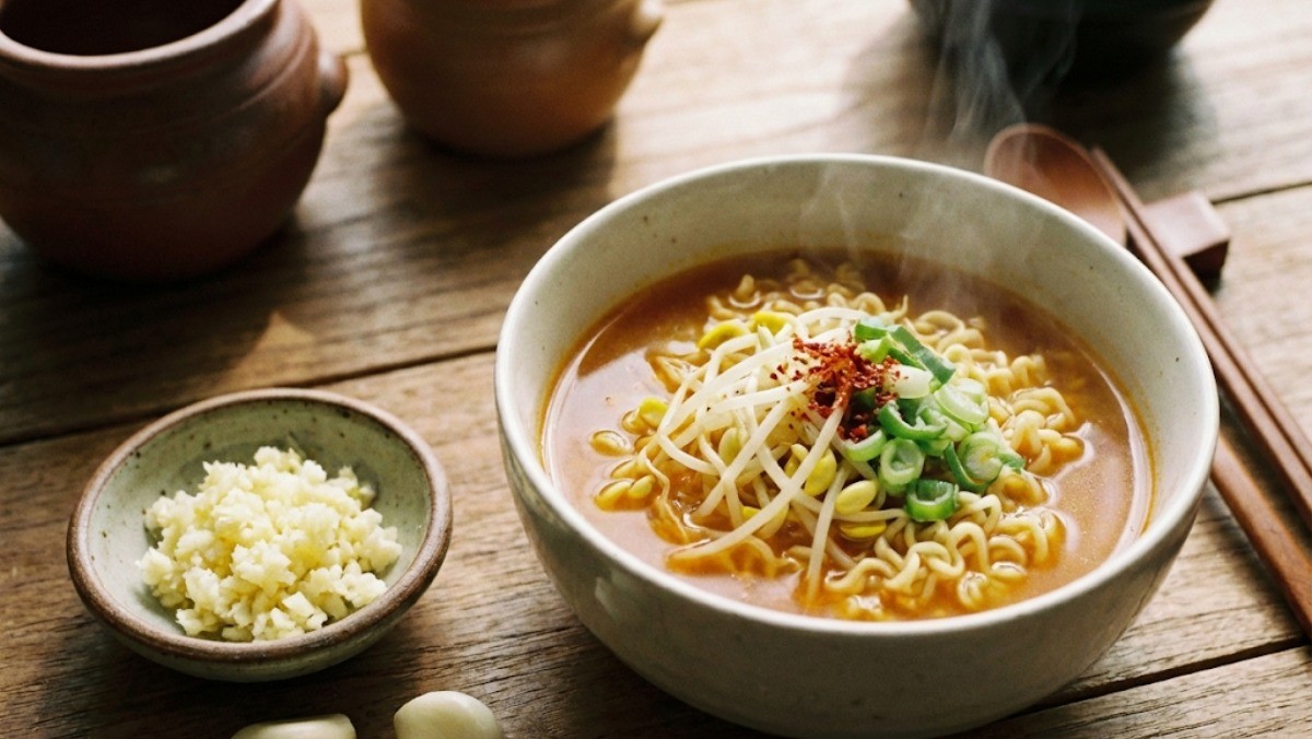 마늘과 라면 / 기사 내용을 바탕으로 제작한 AI 이미지