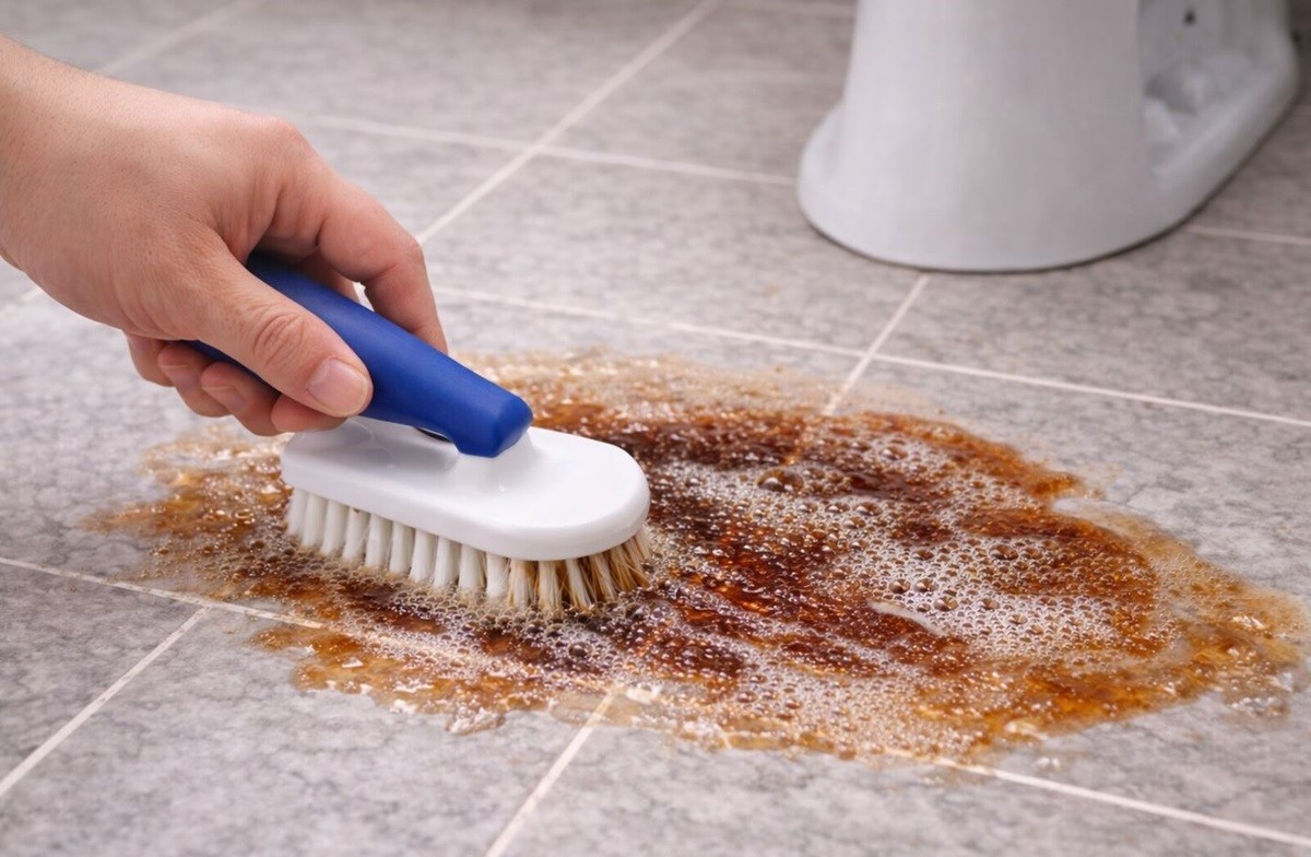 콜라를 활용해 화장실 바닥을 청소하는 모습. 기사 이해를 돕기 위해 AI를 활용해 제작한 자료 사진입니다. 실제 모습과 다소 차이가 있을 수 있습니다.