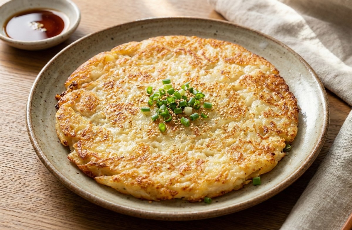 AI로 생성한 두부감자전 자료사진. 감자를 두부와 으깨서 만든 부드러운 스타일.