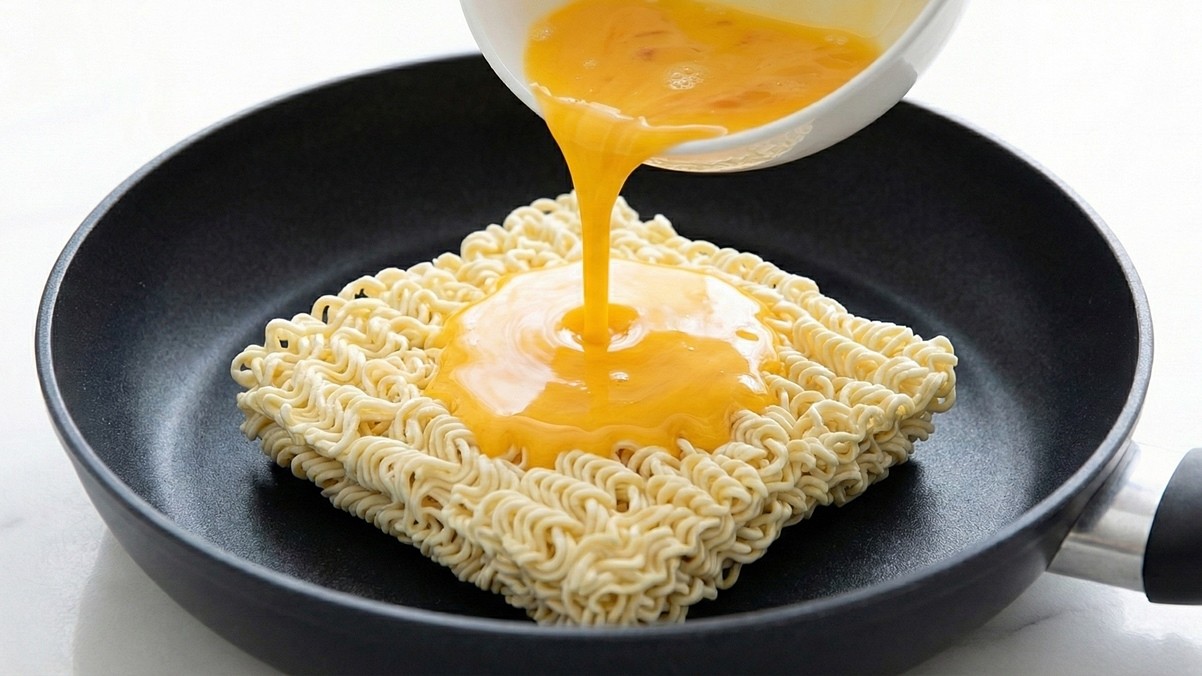 라면 면과 계란 2개로 만드는 초간단 볶음 라면 / AI 생성 이미지