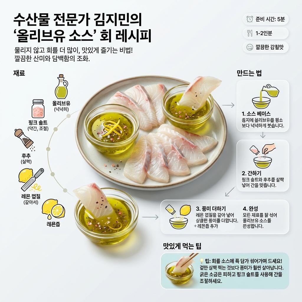 [삽화] 기사에서 소개된 '카르파쵸 올리브오일 소스' 레시피 이미지. AI가 생성한 자료사진.