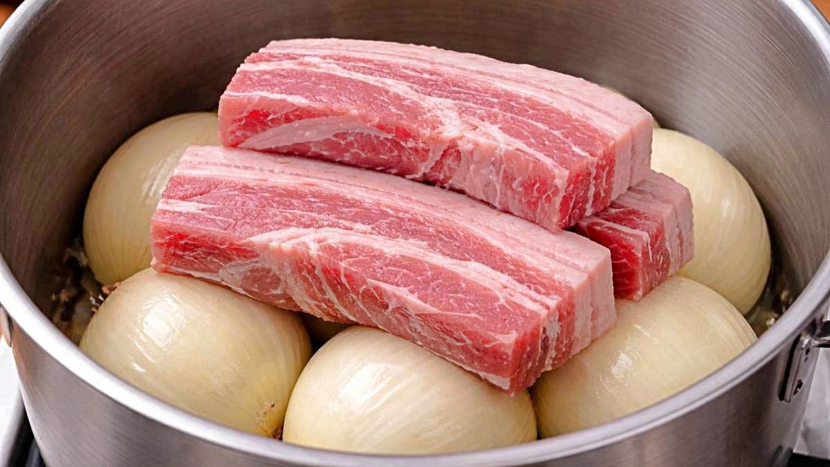 '양파 위에 삼겹살 올리기?!' 기사 내용 토대로 AI툴 활용해 제작한 자료사진.