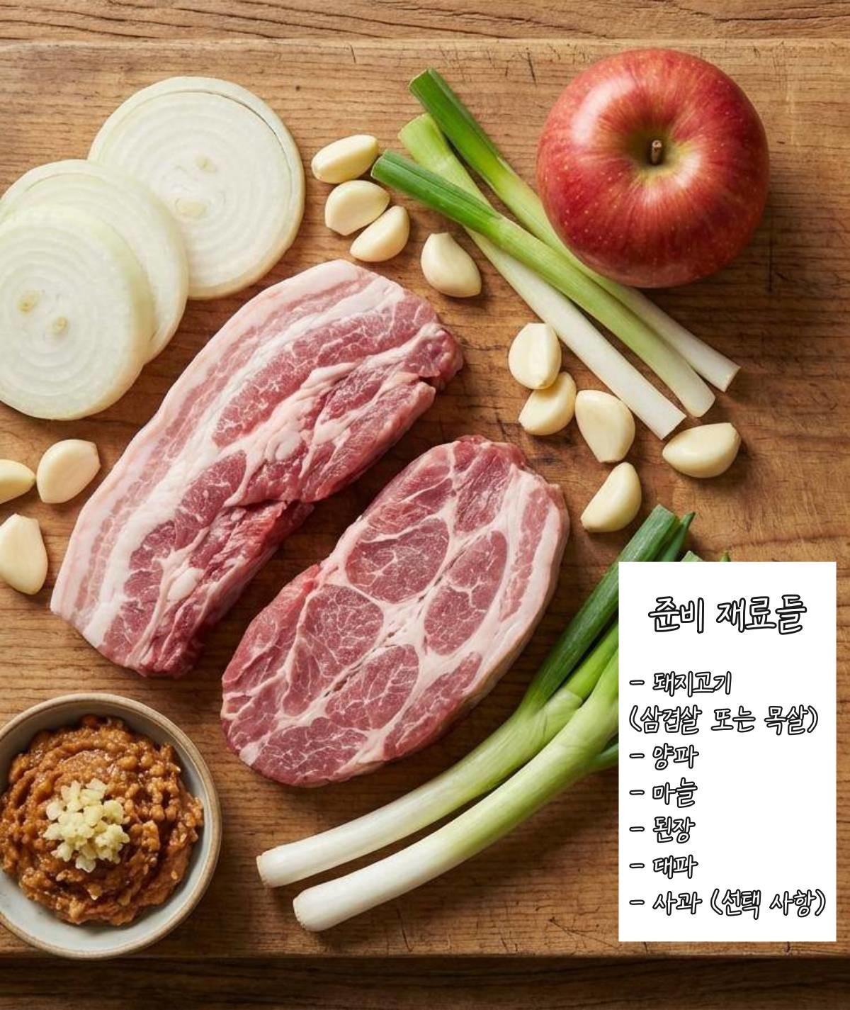 '성시경 무수분 수육' 준비 재료들. 기사 내용 토대로 AI툴 활용해 제작한 자료사진.