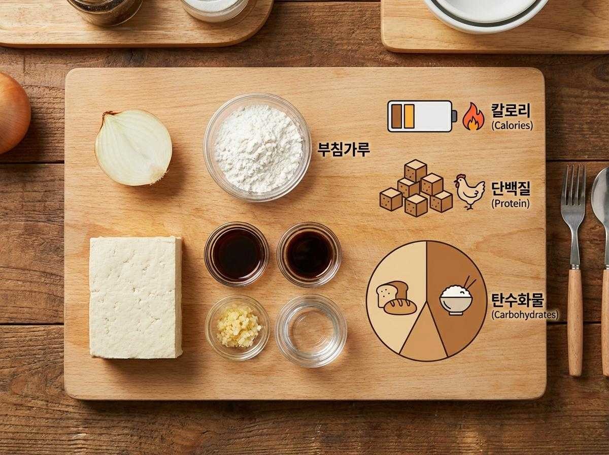 두부스테이크(두부조림)덮밥 준비 재료들. 기사 내용 토대로 AI툴 활용해 제작한 자료사진.