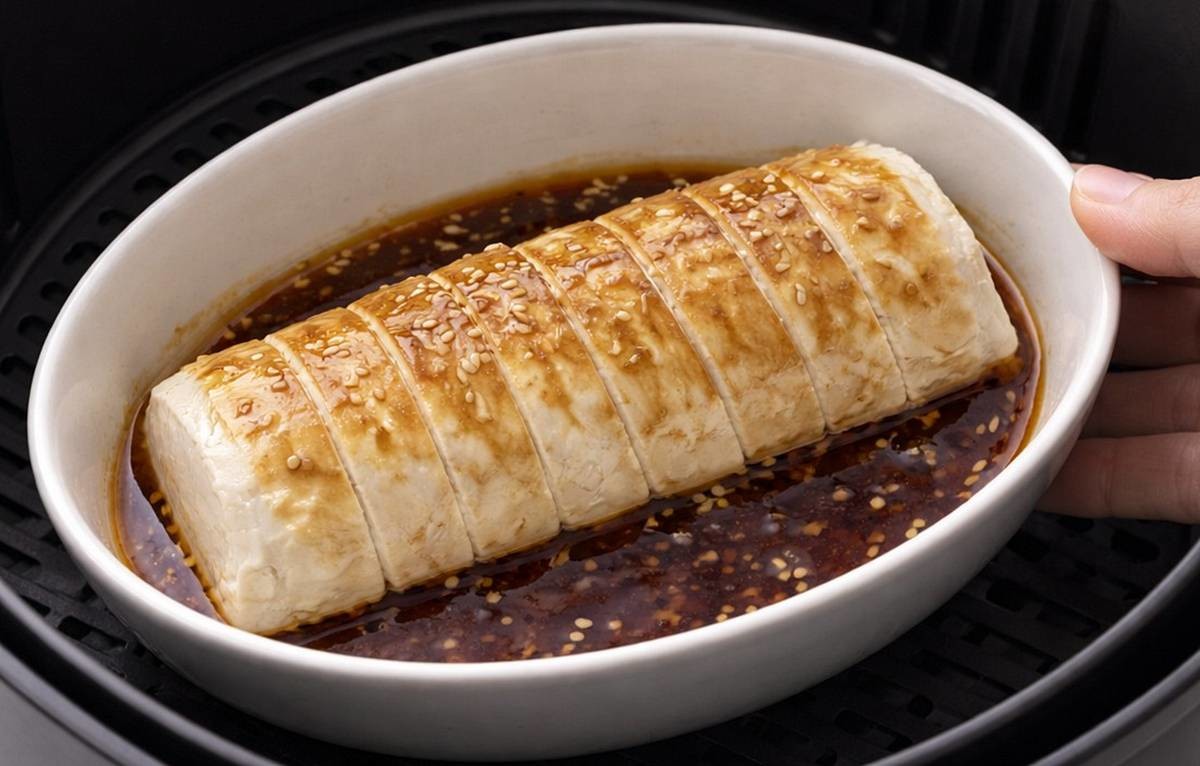 순두부를 에어프라이기에 구우면?    AI 툴로 제작한 자료 사진