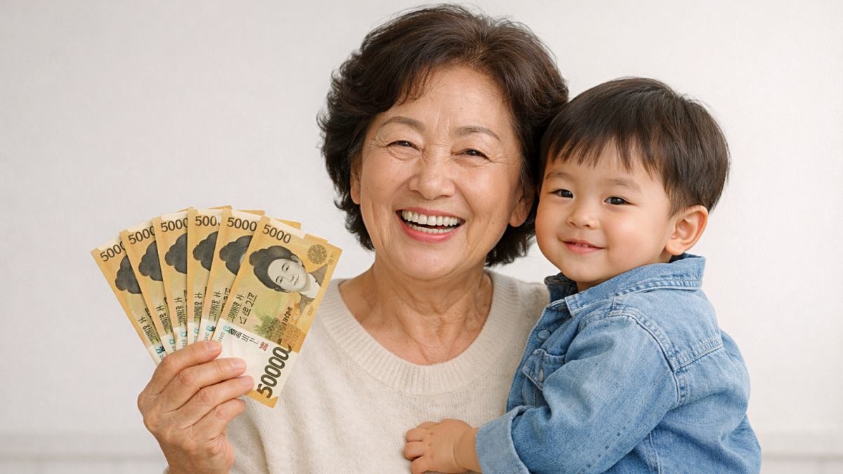 '손주 돌봤더니 30만원이 생겼다?!'  기사 내용 토대로 AI툴 활용해 제작한 자료사진.