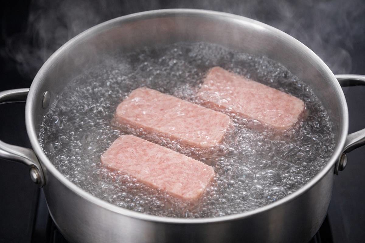 스팸 끓는 물에 한 번 데치기. 기사에 대한 이해를 돕기 위해 AI 툴로 제작한 자료 사진